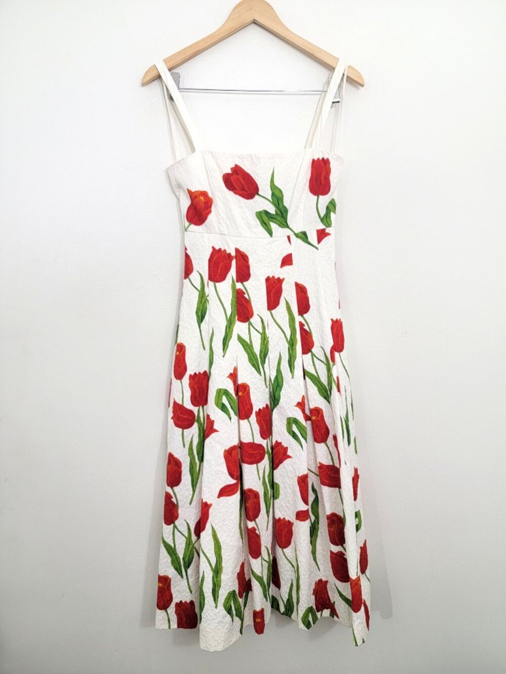 Oscar de la Renta Degradé Tulip Cloque Midi Dress White 4 - Picture 4 of 13